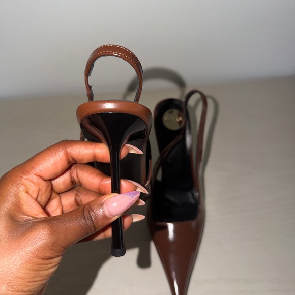 Saint Laurent Chocolate Brown Slingback Heels - Picture 8 of 10